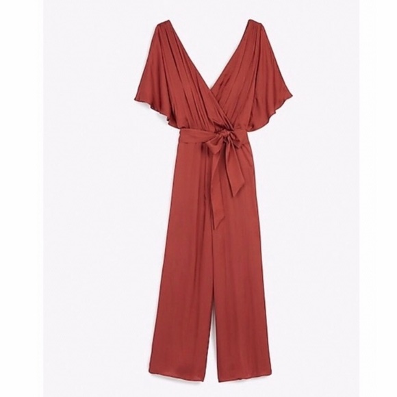 Express Satin Flutter Sleeve Culotte Jumpsuit - Picture 3 of 8